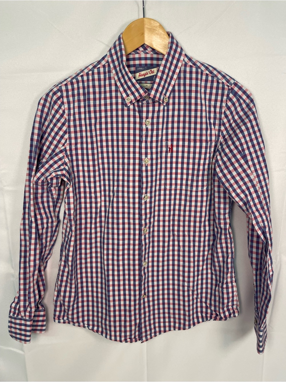johnnie-O Red, Blue & White Gingham Button-Down Shirt Boys 14